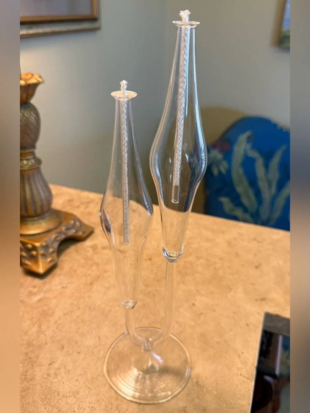 Vintage Firelight Glass Double Oil Candle 11